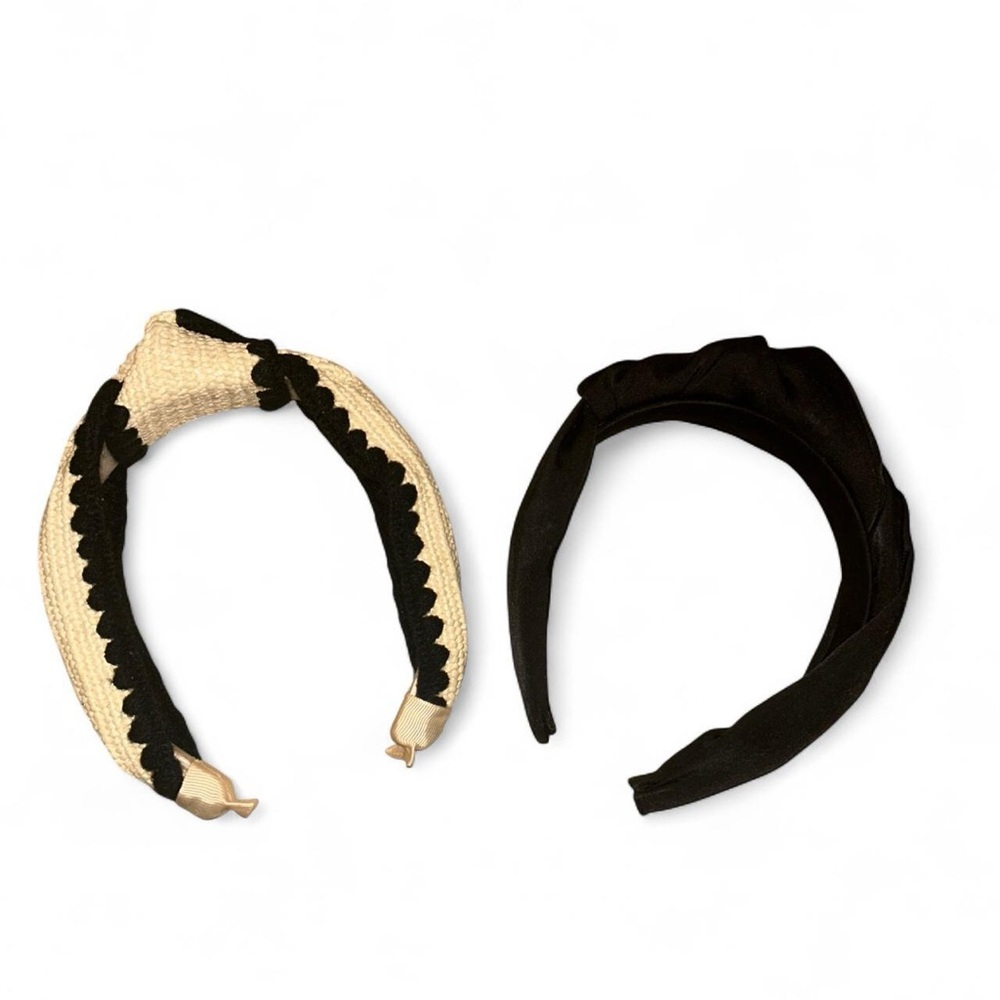 Top Knot Raffia Headband Universal Thread Tan/Black bundle